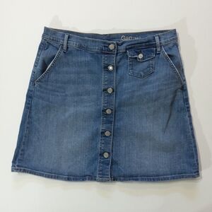 Gap 1969 Denim Jean Skirt Womens‎ 32 Blue Button Front Preppy Y2K Festival Wear